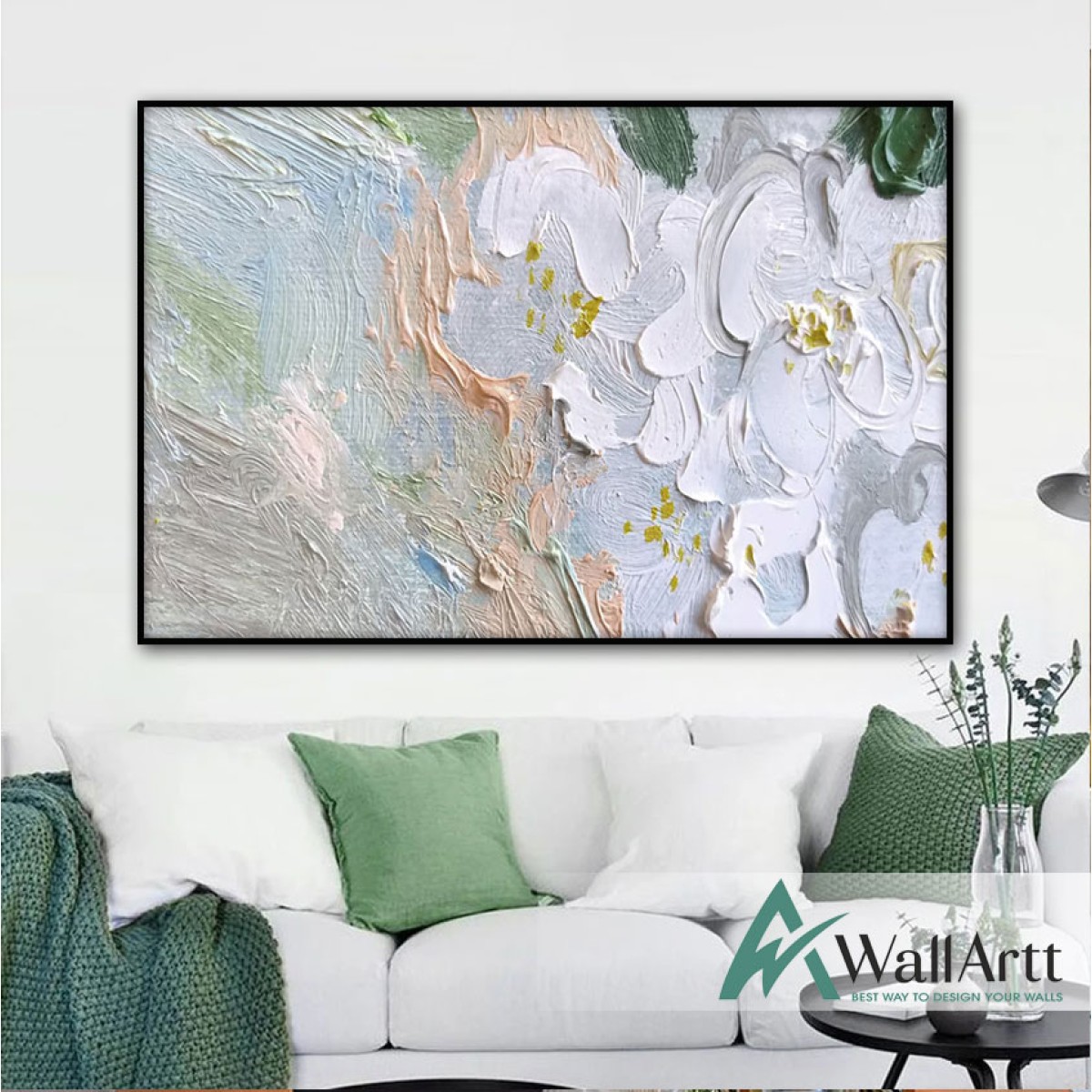 Abstract Lotus 3d Heavy Textured Partial Oil Painting
